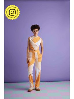 Muvazo - Orange Cotton Colorblock Co-Ords Sets