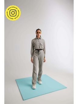 Muvazo - Grey Polycotton Textured Co-Ords Sets