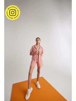 Muvazo - Pink Polyester Solid/Plain Co-Ords Sets
