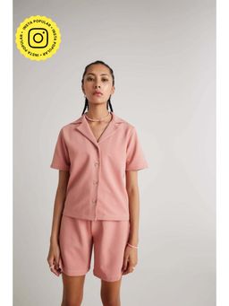 Muvazo - Pink Polyester Relaxed Solid Shorts