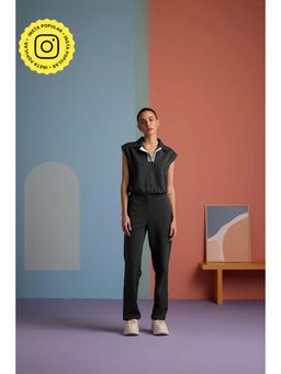 Muvazo - Black Cotton Solid/Plain Co-Ords Sets