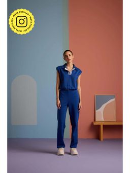 Muvazo - Blue Cotton Solid/Plain Co-Ords Sets