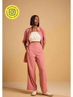 Muvazo - Pink Crepe Textured Co-Ords Sets