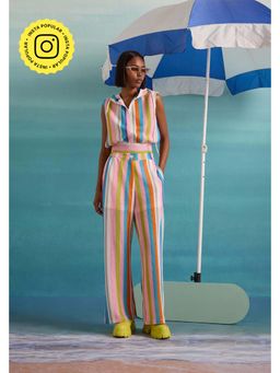 Muvazo - Multi-Colour Crochet Stripes Co-Ords Sets