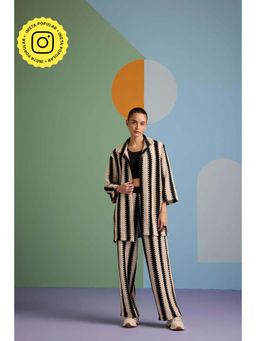 Muvazo - Black Crochet Stripes Co-Ords Sets