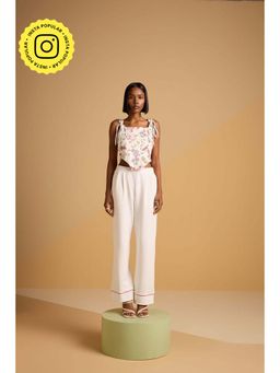 Muvazo - White Polyester Floral Co-Ords Sets
