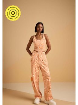 Muvazo - Orange Cotton Printed Co-Ords Sets