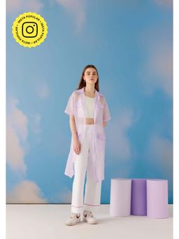 Muvazo - Lavender Polyester Solid/Plain Co-Ords Sets