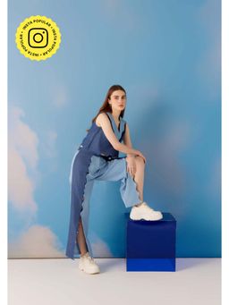 Muvazo - Blue Denim Colorblock Co-Ords Sets