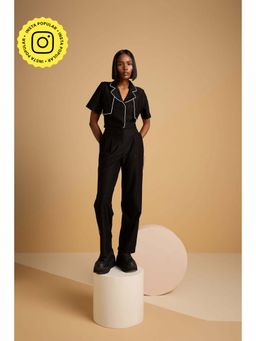 Muvazo - Black Polyester Textured Co-Ords Sets