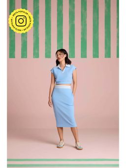 Muvazo - Blue Jacquard Solid/Plain Co-Ords Sets