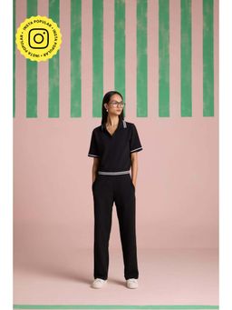 Muvazo - Black Polycotton Solid/Plain Co-Ords Sets