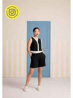 Muvazo - Black Cotton Blend Solid/Plain Co-Ords Sets