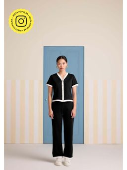 Muvazo - Black Cotton Solid/Plain Co-Ords Sets