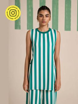 Muvazo - Green Jacquard Stripes Co-Ords Sets