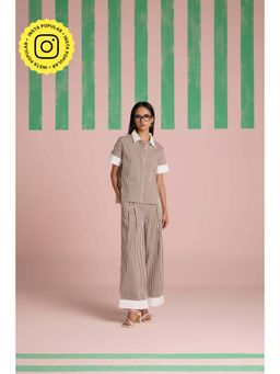 Muvazo - Brown Organic Cotton Stripes Co-Ords Sets