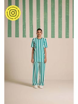 Muvazo - Green Jacquard Stripes Co-Ords Sets