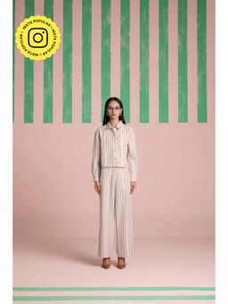 Muvazo - Brown Twill Stripes Co-Ords Sets
