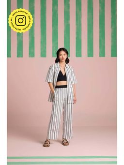 Muvazo - White Polycotton Stripes Co-Ords Sets