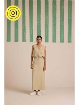 Muvazo - Beige Crepe Solid/Plain Co-Ords Sets