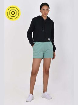 Muvazo - Green Pure Cotton Regular Solid Shorts