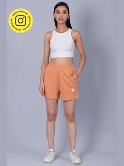 Muvazo - Orange Pure Cotton Regular Solid Shorts