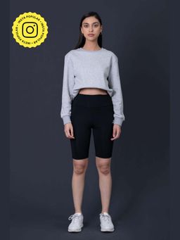Muvazo - Black Pure Cotton Fitted Solid Shorts