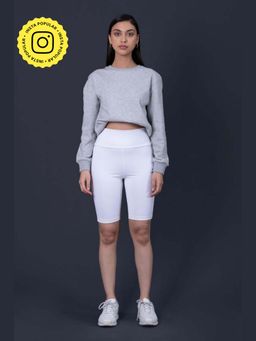 Muvazo - White Pure Cotton Fitted Solid Shorts
