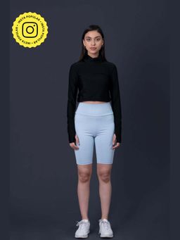 Muvazo - Blue Pure Cotton Fitted Solid Shorts