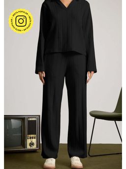 Muvazo - Black Tactile Pleated Pant