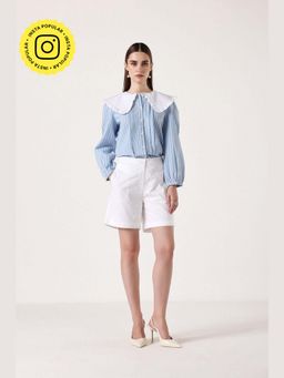 Muvazo - Peach Cotton Relaxed Solid Shorts