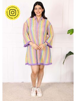 Muvazo - Multi-Color Cassata Swirl Collar Dress