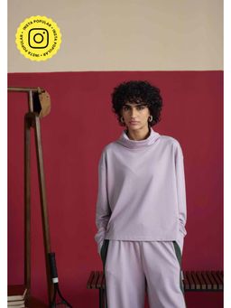 Muvazo - Purple Cotton Solidlain Relaxed Top