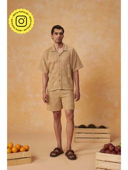 Muvazo - Urban Mesh Beige Cotton Blended Co-Ord