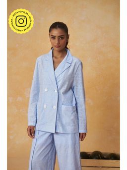 Muvazo - Mono Blue Craft Textured Blazer
