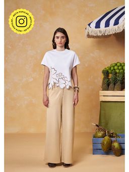 Muvazo - Ivory Applique Cotton Blended Co-ord