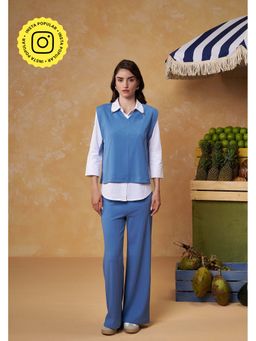 Muvazo - Skyline Blue Cotton Solid Co-Ord
