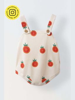 Muvazo - Cotton Waffle Knit Printed Regular Casual Wear Romper