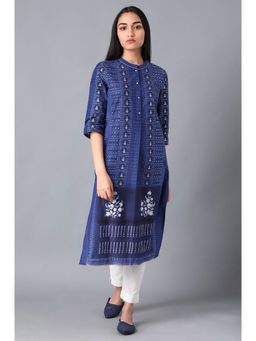 W - Blue Floral Kurta