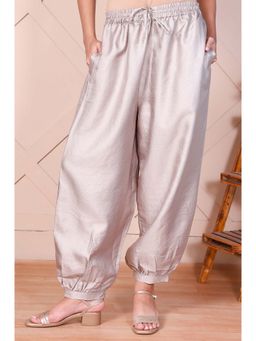 Elleven - Women Silver Polyester Solid Salwar