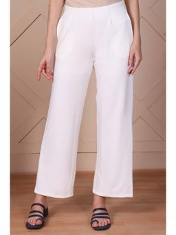 Elleven - Women White Polyester Solid Pant