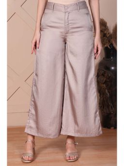 Elleven - Women Beige Polyester Solid Palazzo