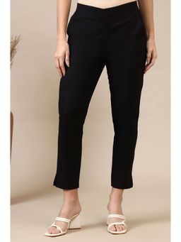 Elleven - Women Black Cotton Solid Pant