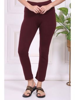W - Maroon Viscose Blend Solid Pant