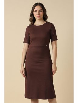 Allen Solly - Women Brown Solid Formal Dress