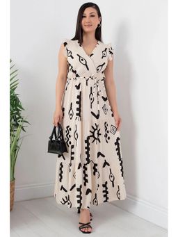 PIMU - V-Neck Maxi Dress With Belt White