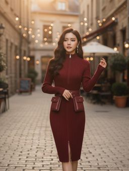 Trenbee - Synthia Bodycon Maroon Dress