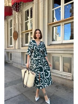 PIMU - Front Slit Teal Midi Dress