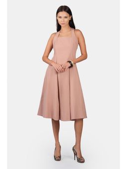 Virgio - Solid Cotton Halter Neck Midi Dress For Women