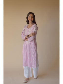 Old Marigold - Fida Cotton Purple Hand Embroidered Chikankari Kurta